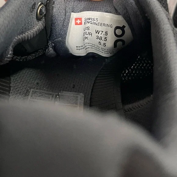 On Running On Cloud Sneakers - Classic Black and White Size 7.5 - Picture 9 of 13